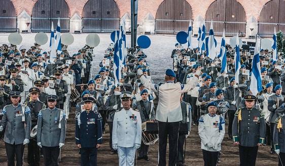 Military musicians playing